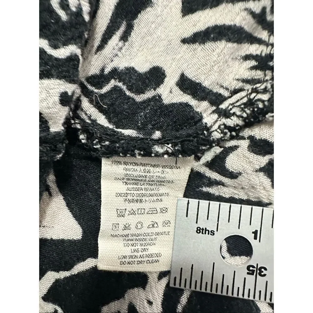 Free people Long Sleeve Black White Tree Swing Tunic Mini Dress Size XS
